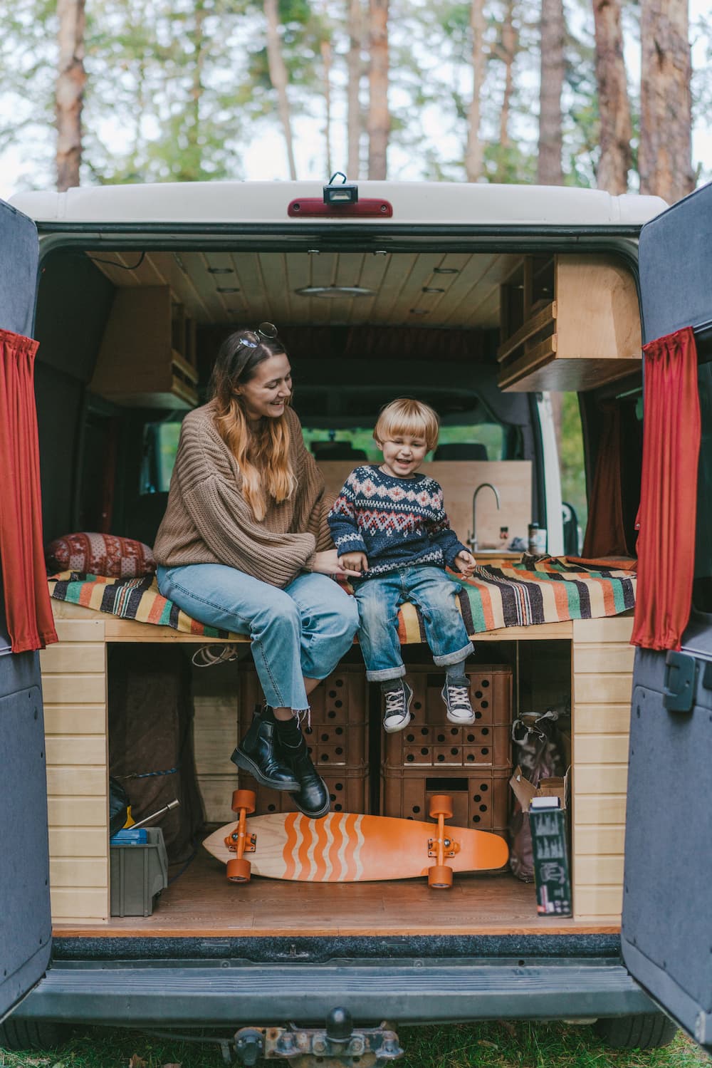 Camping by lake with mountains